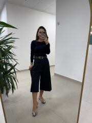 Dv 31401 Bel Drape Detaylı Siyah Bluz