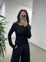 Dv 31401 Bel Drape Detaylı Siyah Bluz