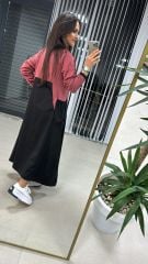 Dr Tasarım Siyah Gül Kurusu Poplin Elbise