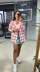 Pink Checkered Tweed Jacket