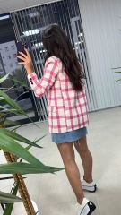 Pembe Kareli Tüvit Ceket