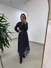 Mc 5093 Laci Reglan Kol Ekose Elbise