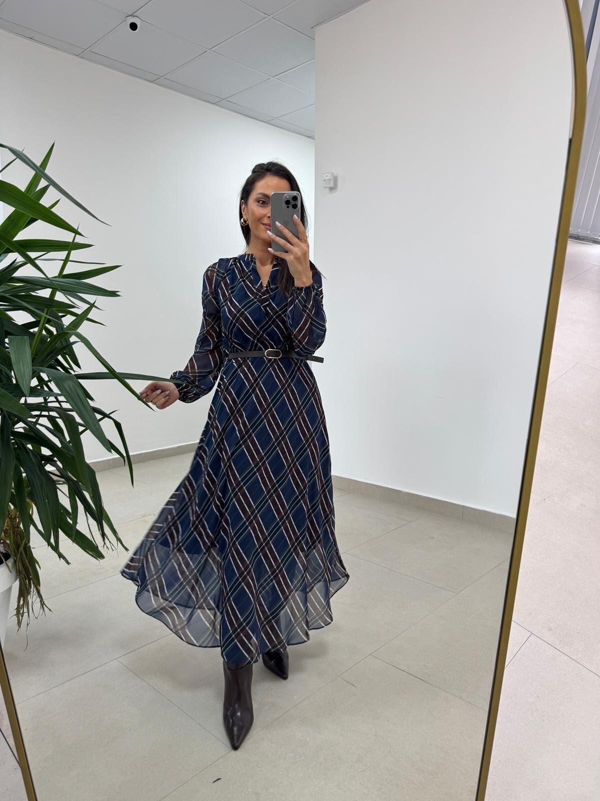 Mc 5093 Laci Reglan Kol Ekose Elbise