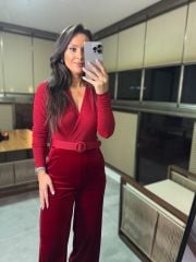 Mein 3340 Velvet Glitter Red Jumpsuit