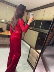 Mein 3340 Velvet Glitter Red Jumpsuit