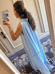 My 3807 Bebe Mavi Krinkıl  Elbise