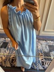 My 3807 Bebe Mavi Krinkıl  Elbise