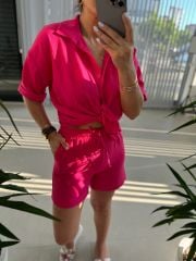 Zr Model Floş Keten Pembe Takım