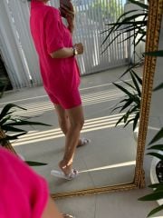 Zr Model Floş Keten Pembe Takım