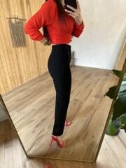 Siyah flatolu pantolon