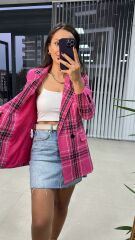 Pembe Siyah Geçişli Tüvit Ceket
