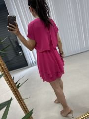 Bluse Detailliertes rosa Chiffonkleid