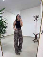 Fp 51257 Leopar Desenli Palazzo Pantolon