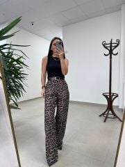 Fp 51257 Leopar Desenli Palazzo Pantolon