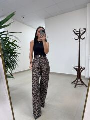 Fp 51257 Leopar Desenli Palazzo Pantolon