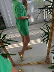 Zr Model Floş Keten Yeşil Takım