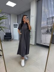 Dr 8350 Bohem Tensel Antrasit Elbise