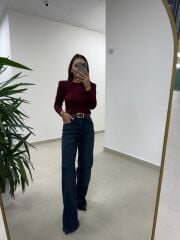 Spt 1071 Dökümlü Yeşil Tint Pantolon