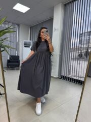 Dr 8350 Bohem Tensel Antrasit Elbise