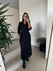 Dr 8542 Tasarım M. Mara Anvelop Siyah Elbise