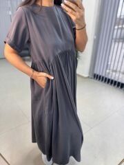 Dr 8350 Bohem Tensel Antrasit Elbise