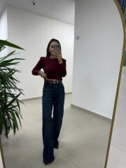 Spt 1071 Dökümlü Yeşil Tint Pantolon