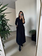 Dr 8542 Tasarım M. Mara Anvelop Siyah Elbise