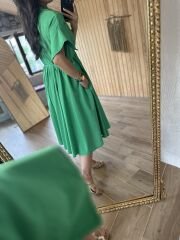 Yeşil poplin kloş elbise