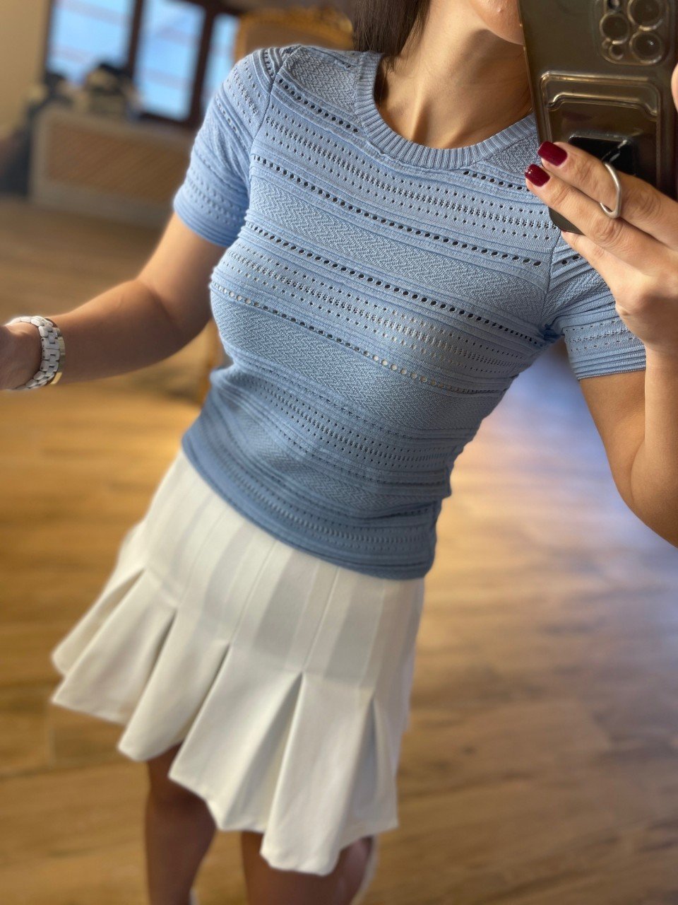 Brsk pleated white skirt