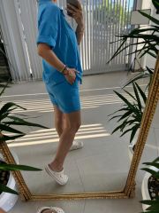 Zr Model Floş Keten Mavi Takım