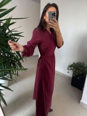 Dr 8542 Tasarım M. Mara Anvelop Bordo Elbise