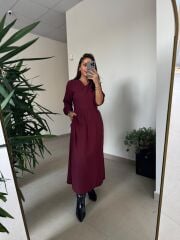 Dr 8542 Tasarım M. Mara Anvelop Bordo Elbise