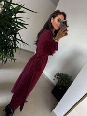 Dr 8542 Tasarım M. Mara Anvelop Bordo Elbise