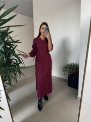 Dr 8542 Tasarım M. Mara Anvelop Bordo Elbise