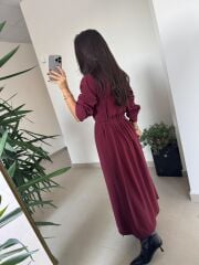Dr 8542 Tasarım M. Mara Anvelop Bordo Elbise