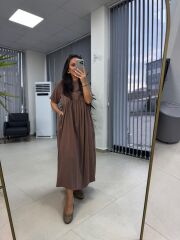 Dr 8350 Bohem Tensel Kahve Elbise