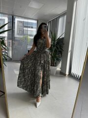 Cr 1033 Maksiboy Çıtır Desen Gömlek Elbise