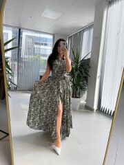 Cr 1033 Maksiboy Çıtır Desen Gömlek Elbise