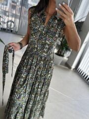 Cr 1033 Maksiboy Çıtır Desen Gömlek Elbise