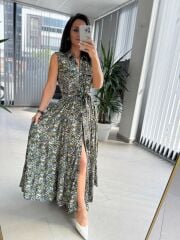 Cr 1033 Maksiboy Çıtır Desen Gömlek Elbise