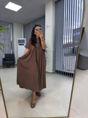 Dr 8350 Bohem Tensel Kahve Elbise