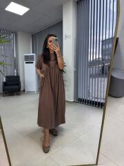 Dr 8350 Bohem Tensel Kahve Elbise