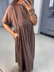Dr 8350 Bohem Tensel Kahve Elbise