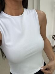 İv 24101 Beyaz Çift Katlı Bisiklet Yaka Atlet