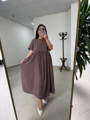 Dr 8350 Bohem Tensel Kahve Elbise