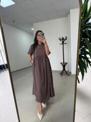 Dr 8350 Bohem Tensel Kahve Elbise