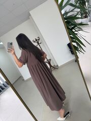 Dr 8350 Bohem Tensel Kahve Elbise