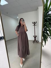Dr 8350 Bohem Tensel Kahve Elbise