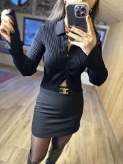 Orj marka merserize siyah crop hırka