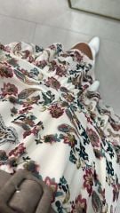 My Krem Çiçekli Şifon Elbise